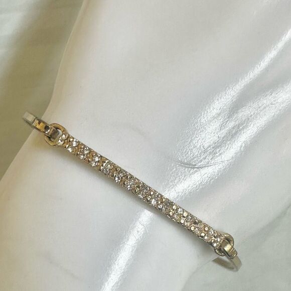 Gold tone rhinestone bangle bracelet - Picture 2 of 5